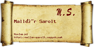 Mallár Sarolt névjegykártya